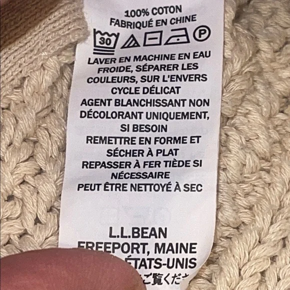 3201103 L.L. Bean Signature Women Cotton Fisherman Cable Tunic Sweater Beige XS - Picture 7 of 13